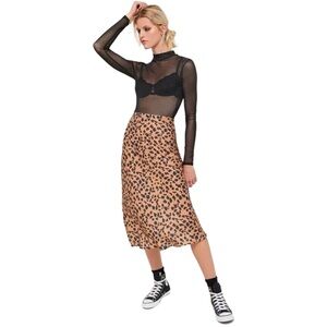 Urban Outfitters Midi Skirt Leopard Animal Print Size Small
